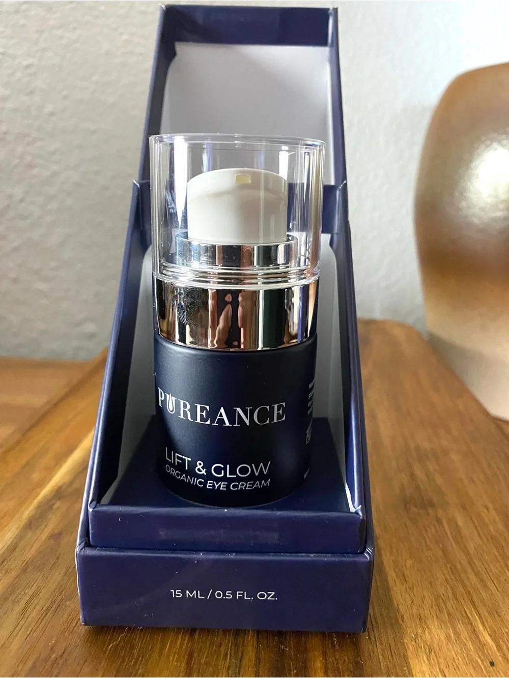 New Pureance Lift & Glow Organic Eye Cream 15ml 0.5 oz Anti Aging Dark Circles